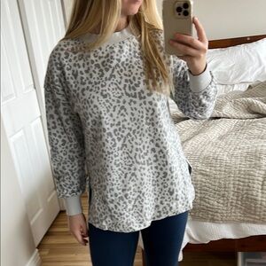 Leopard Print Gray Sweater